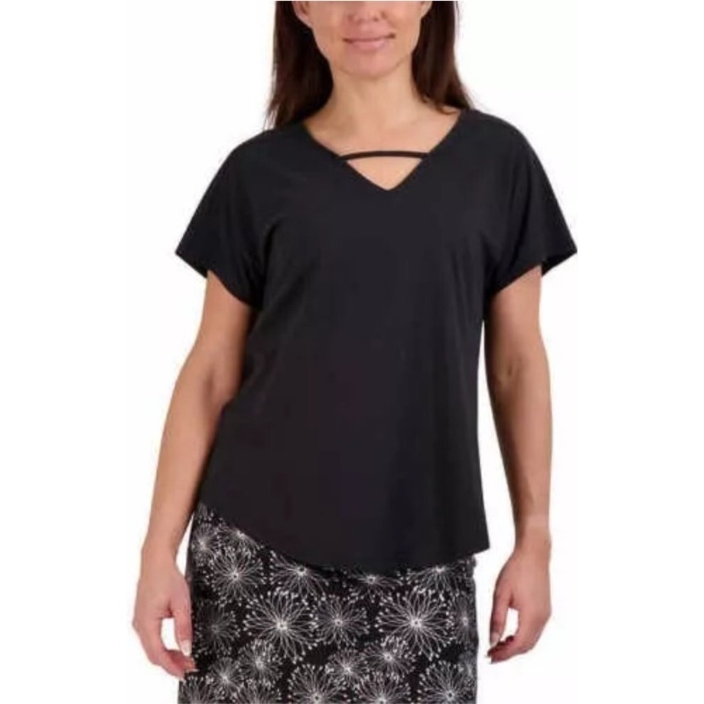 TRANQUILITY COLORADO CLOTHING BLACK LADIES' V-NECK KNIT TOP SZ M NWT